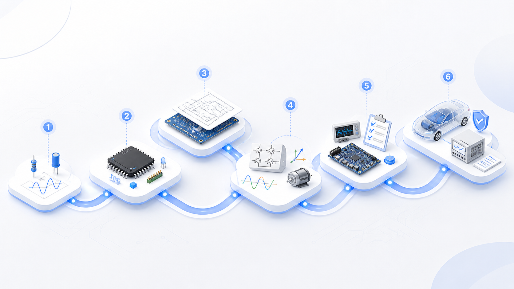 임베디드 개발자 로드맵 대표 이미지: 전기전자, STM32, 회로 PCB, 모터제어, 자동차 개발