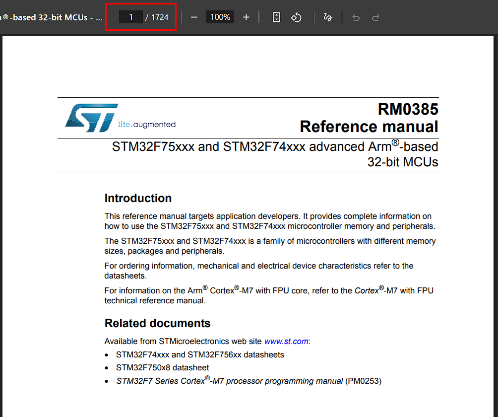 STM32 데이터시트 Electrical Characteristics 표에서 전원 조건과 전압 범위를 확인하는 화면