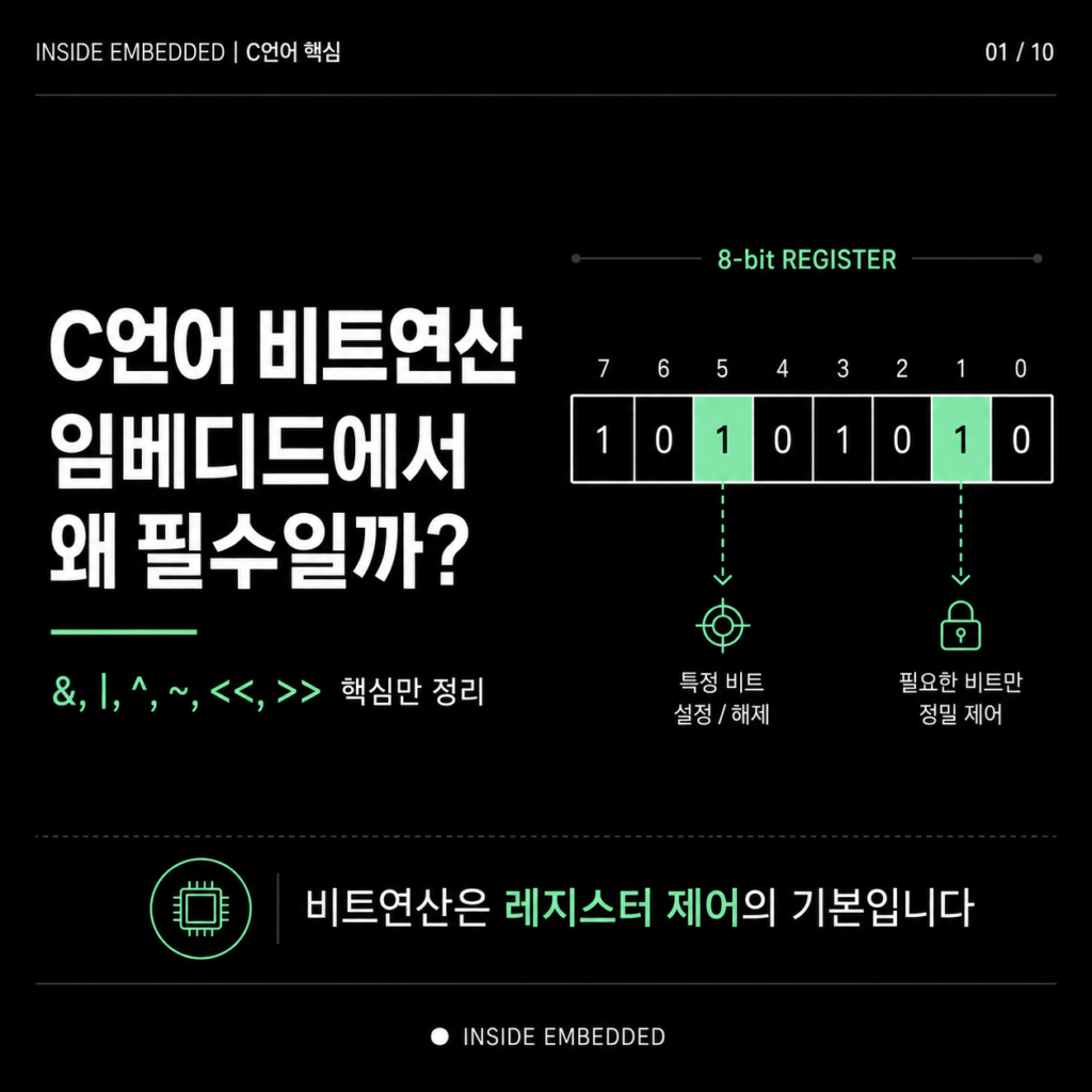 비트연산 기초 정리: 임베디드 레지스터 제어를 위한 AND·OR·SHIFT 대표 이미지