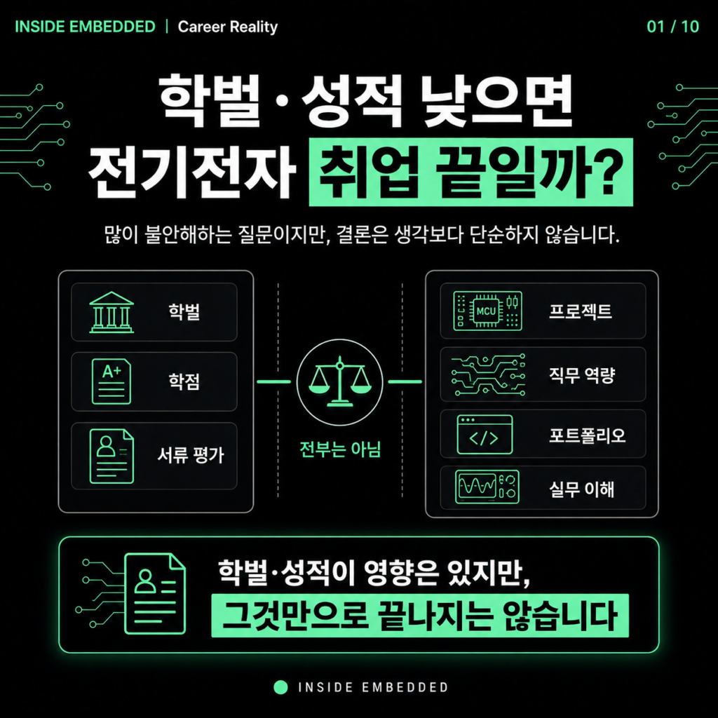 전기전자 학벌과 성적이 낮으면 취업이 어려울까 첫 카드뉴스