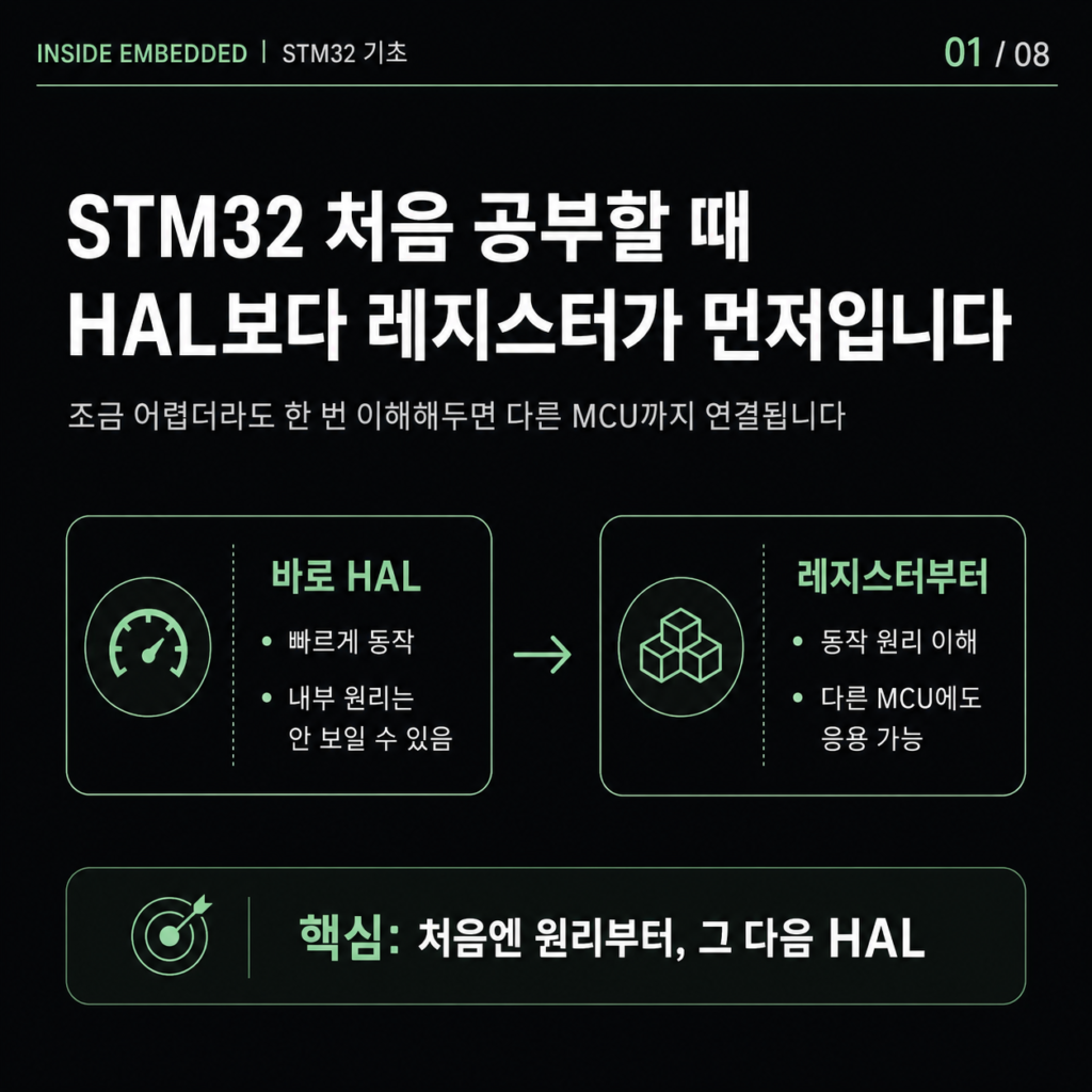 STM32 레지스터와 HAL 차이 정리: 처음 공부할 때 무엇을 먼저 볼까 대표 이미지